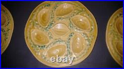 Vintage ORFINOX Set 6 Oyster Plates Yellow French Faience Majolica