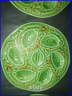 Vintage Orfinox Set of 6 Oyster Plates French Faience Majolica