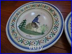 Vintage Pair Plate French Faience Hb Quimper 19 Th Century