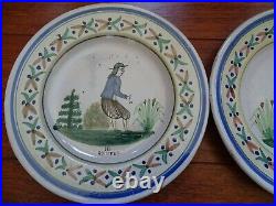 Vintage Pair Plate French Faience Hb Quimper 19 Th Century