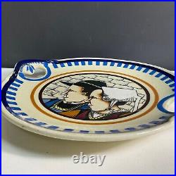 Vintage Paul Fouillen Quimper Faience 2 Handled Platter Tray Signed Circa 1928