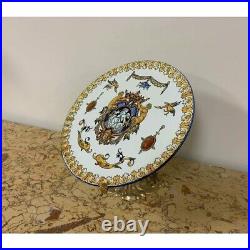Vintage Plate Dish Decorative French Faience Hand Painted Art Antique By Gien