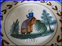 Vintage Plate French Faience Hb Quimper 19 Th Century