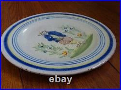 Vintage Plate French Faience Hb Quimper 19 Th Century