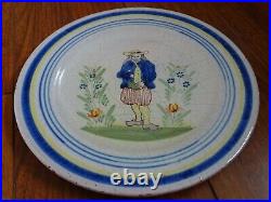 Vintage Plate French Faience Hb Quimper 19 Th Century