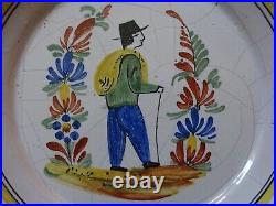 Vintage Plate French Faience Quimper 19 Th Century