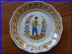 Vintage Plate French Faience Quimper 19 Th Century