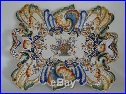 Vintage Plater Dish French Faience Desvres Rouen
