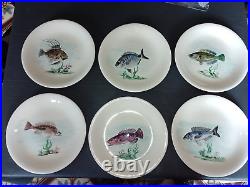 Vintage Proceram Aubagne en Provence Set of 6 fish Plates French Faience