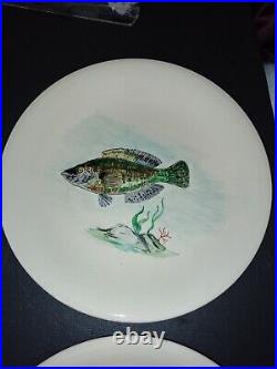 Vintage Proceram Aubagne en Provence Set of 6 fish Plates French Faience