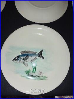 Vintage Proceram Aubagne en Provence Set of 6 fish Plates French Faience