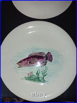 Vintage Proceram Aubagne en Provence Set of 6 fish Plates French Faience