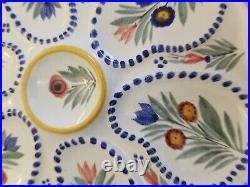 Vintage Quimper French Faience Oyster Plate Signed