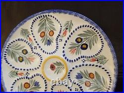 Vintage Quimper French Faience Oyster Plate Signed