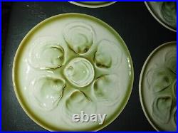 Vintage Saint Amand Set of 6 Oyster Plates French Faience Majolica