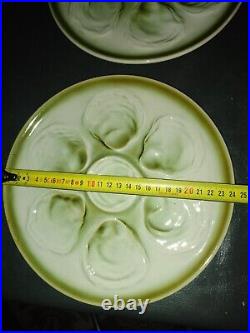 Vintage Saint Amand Set of 6 Oyster Plates French Faience Majolica