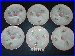 Vintage Salins les Bains pink Set of 6 Oyster Plates France Faience Majolica