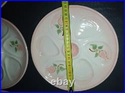 Vintage Salins les Bains pink Set of 6 Oyster Plates France Faience Majolica