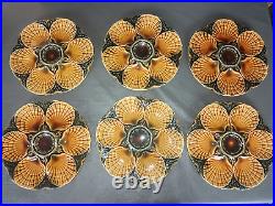 Vintage Sarreguemines Set of 6 Oyster Plates French Faience Majolica