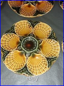 Vintage Sarreguemines Set of 6 Oyster Plates French Faience Majolica