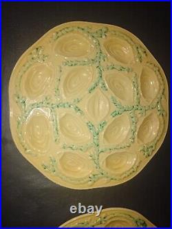 Vintage Set of 2 Orfinox Oyster serving platters French Faience Majolica