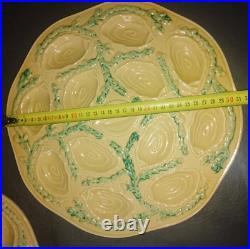 Vintage Set of 2 Orfinox Oyster serving platters French Faience Majolica