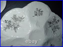 Vintage Set of 6 Oyster plates KG Luneville French Faience Porcelaine