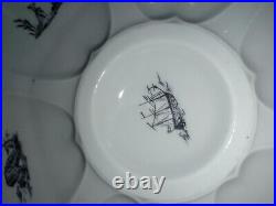 Vintage Set of 6 Oyster plates Limoges GOA French Faience Porcelaine