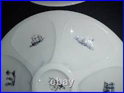 Vintage Set of 6 Oyster plates Limoges GOA French Faience Porcelaine