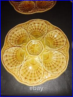 Vintage Set of 6 Oyster plates Sarreguemines French Faience Majolica