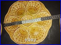 Vintage Set of 6 Oyster plates Sarreguemines French Faience Majolica