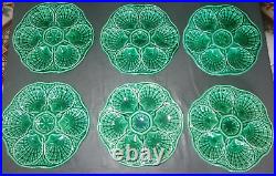 Vintage Set of 6 green Sarreguemines French Faience Majolica