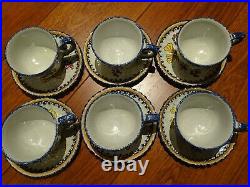 Vintage Six Cups Coffe French Faience Henriot Quimper