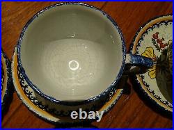 Vintage Six Cups Coffe French Faience Henriot Quimper