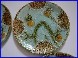 Vintage Six Dessert Plates French Faience Majolica Birds