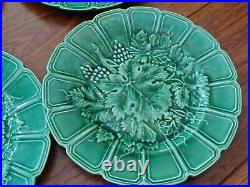 Vintage Six Dessert Plates French Faience Majolica Green Sarreguemines