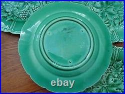 Vintage Six Dessert Plates French Faience Majolica Green Sarreguemines