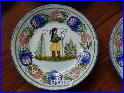 Vintage Ten Amazing Small Bread Plates Ceramic Hb Quimper France