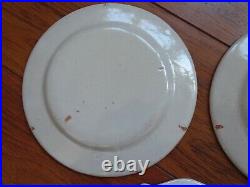 Vintage Three Plates French Faience Malicorne 19 Th Century