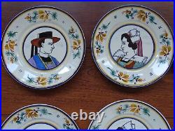 Vintage Twelve Amazing Small Bread Plates Ceramic Hb Quimper France