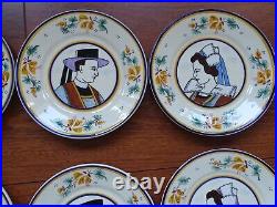 Vintage Twelve Amazing Small Bread Plates Ceramic Hb Quimper France