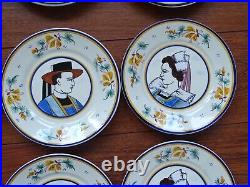 Vintage Twelve Amazing Small Bread Plates Ceramic Hb Quimper France