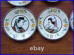 Vintage Twelve Amazing Small Bread Plates Ceramic Hb Quimper France