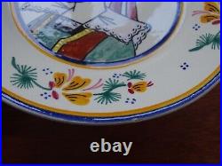 Vintage Twelve Amazing Small Bread Plates Ceramic Hb Quimper France