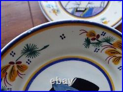 Vintage Twelve Amazing Small Bread Plates Ceramic Hb Quimper France