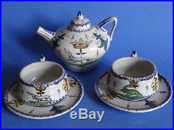 Vintage Two Cups And Small Jug French Faience Alcide Chaumeil 19 Th Century