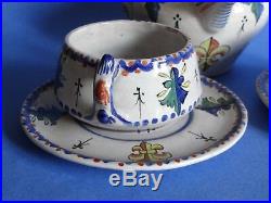 Vintage Two Cups And Small Jug French Faience Alcide Chaumeil 19 Th Century