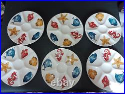 Vintage Villeroy Boch Set of 6 Oyster Plates French Faience Majolica