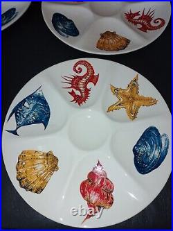 Vintage Villeroy Boch Set of 6 Oyster Plates French Faience Majolica