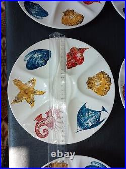 Vintage Villeroy Boch Set of 6 Oyster Plates French Faience Majolica